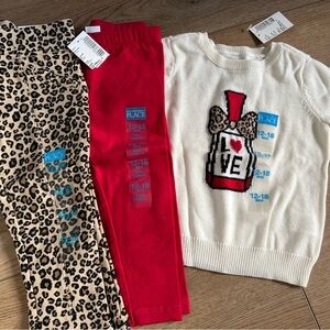 The Children's Place White and Red Love Sweater Set - Brand New With Tags